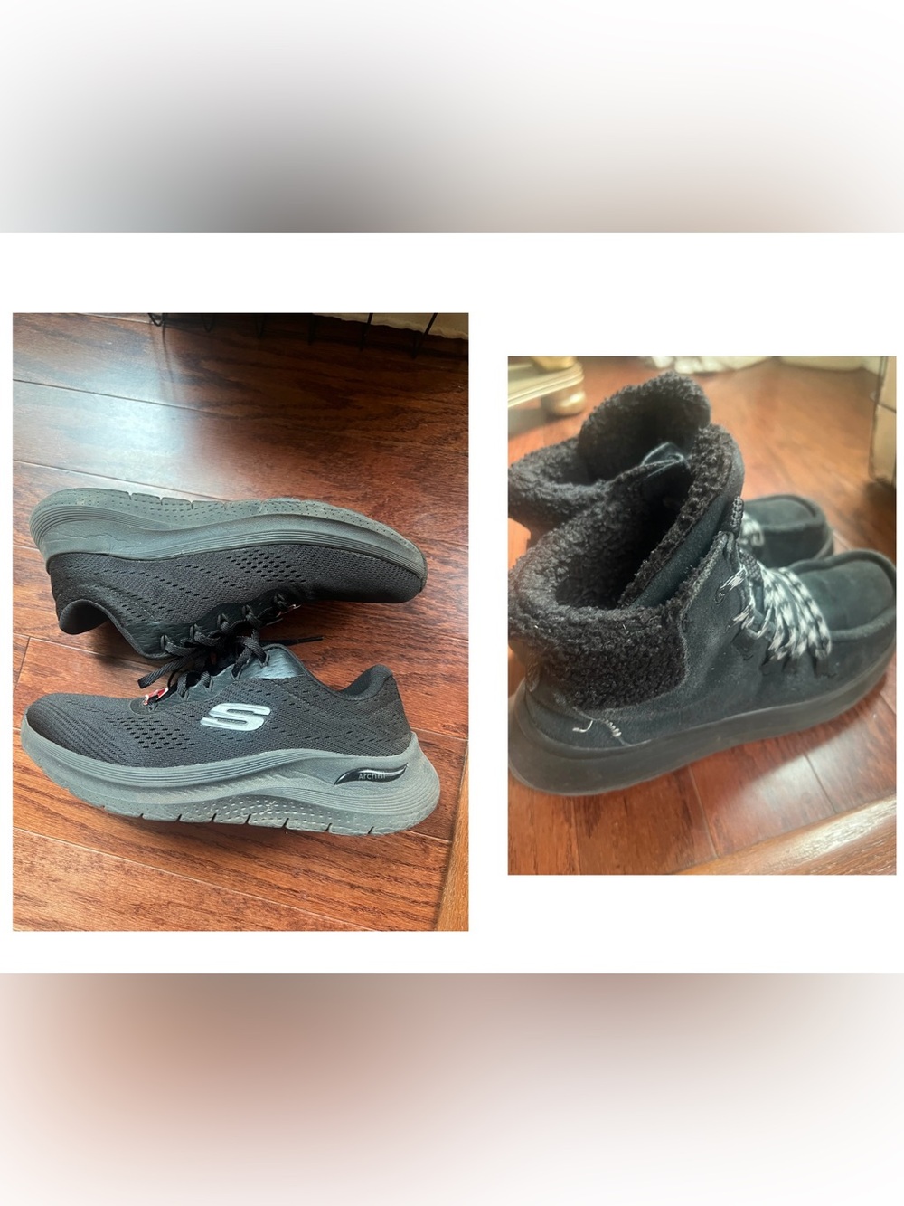 Hey Dude Black Sherpa-Lined Boots with Patterned Laces ➕sketchers Sz 9